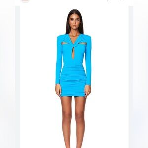 NOOKIE ELIXIR LONG SLEEVE MINI DRESS - TURQUOISE